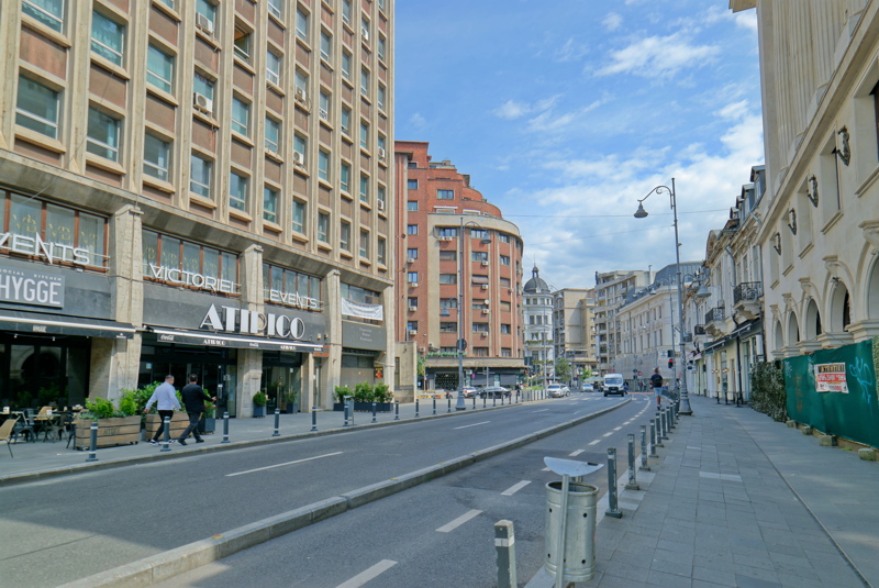View along Calea Victoriei, one of the most famous and historic streets in central Bucharest